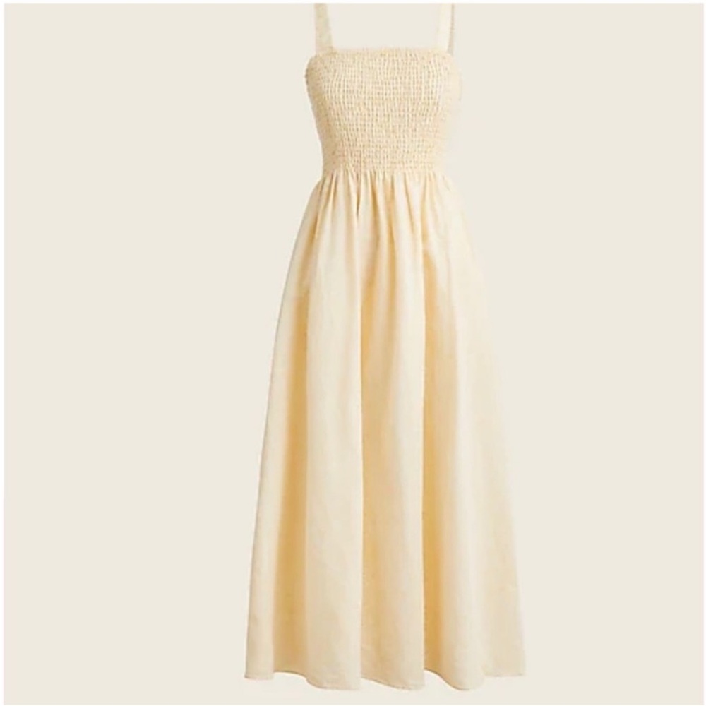 J. Crew Smocked Linen Dress